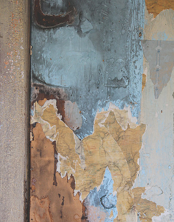 Peeling Wallpaper Yellow and Blue